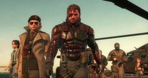 Venom Snake alongside Miller, Eli, Huey and Diamond Dogs soldier