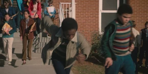 Lucas running to catch up with Max.