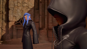 Saix slowly attempting to jog Xion's memories.