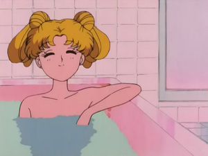 Serena taking a bath.