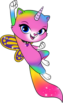 Rainbow kitten unicorn with 2025 butterfly wings