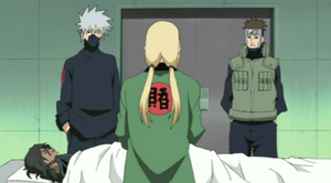 Kakashi and Yamato meeting Lady Hokage analyzing Kakuzu's body