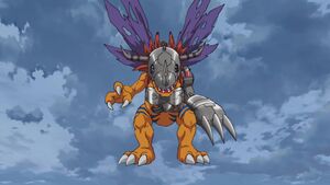 MetalGreymon is fighting Machinedramon