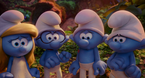 Smurfette brainy hefty and clumsy scared at papa