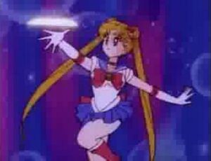Sailor Moon doing the Tiara Magic.