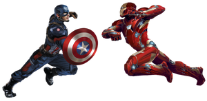 Captain America vs. Iron Man render.