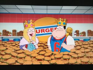 Francine and Stan are at the BK Royalty Lounge