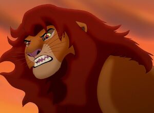 "When you first came here, you asked for judgement, and I pass it now! EXILE!" Simba banishing Kovu from the Pride Lands for his supposed "betrayal" despite the younger lion truthfully telling him he had nothing to do with Zira's attack.