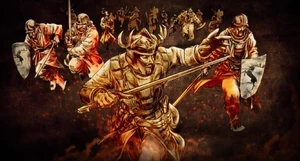 Stannis leading an Iron Throne army during the Siege of Great Wyk, the largest of the Iron Islands (from Game of Thrones: Histories & Lore).