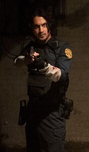 Avan Jogia as Leon S. Kennedy in Resident Evil: Welcome to Raccoon City.