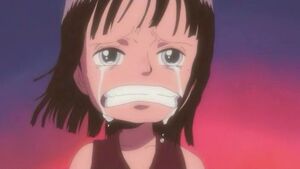 Young Nico Robin crying.