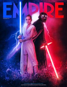 Rey and Kylo on the Empire cover for The Rise of Skywalker.