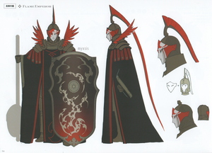 Concept art of Flame Emperor from Fire Emblem: Three Houses.