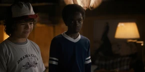 Lucas glancing at Dustin when he makes a remark at discovering El's powers.