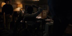 Lucas saying goodbye to Will as he leaves with Jonathan to go home.