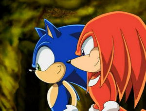 Sonic and Knuckles smiling