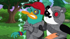 Platyborg is electrocuted by Pandaborg before his kidnapping