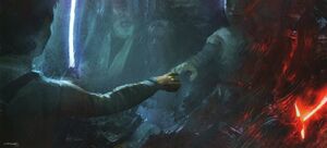 Rey sees Kylo and Obi-wan in the mirror cave concept art.