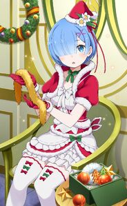 Rem in Lost in Memories dressed up for the Christmas holiday celebrations.