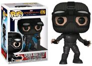 Funko Pop of Spider-Man wearing the stealth suit.
