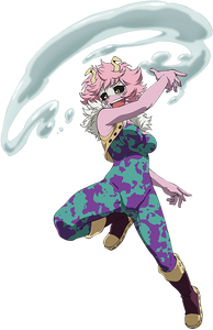 Mina Ashido in her hero costume anime action pose.