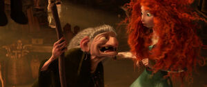 Merida meeting the shop's elderly owner.