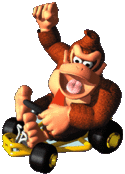 Donkey Kong's appearance in Mario Kart 64.