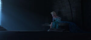 Elsa finding herself in the dungeon of Arendelle's castle.