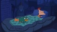 Perry realizing that everything including Phineas and Ferb getting busted and Candace trying to bust them out was all just a dream
