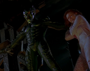 The Green Goblin threatening MJ's life