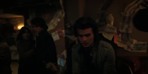 Joyce, Jonathan, and Steve waiting for the demodogs.