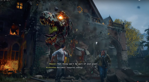 Weaver and Richtofen running away from The Z-Rex.