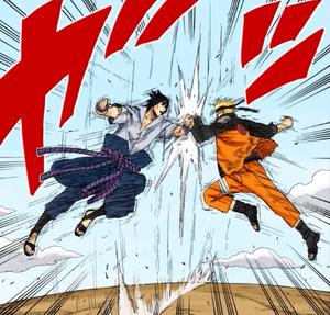 Naruto Manga Naruto and Sasuke crash