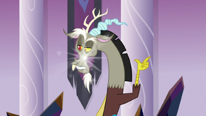 Discord poofs his reading glasses away S9E2