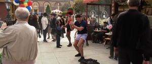 Looney Tunes Back In Action - DJ Drake (Brendan Fraser) notices he is in his boxers in a busy street 
