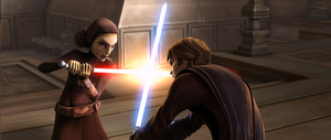 Anakin dueling Barriss.