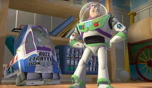 Buzz in Andy's room in Toy Story