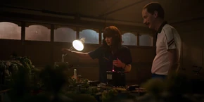 After pressing a switch, Joyce is confused on what just happened.