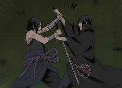 Sasuke attacked Itachi until he was knocked unconscious by Itachi