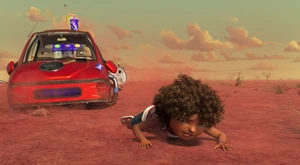 Tip falls into the ground.