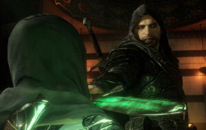 Talion spares Eltariel, proving that he isn't corrupted yet.