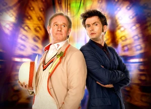 The Tenth Doctor and the Fifth Doctor in Time Crash.