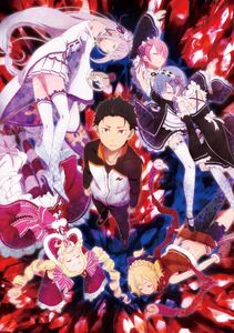 Emilia (top left) on the second key visual for the first season of the anime adaptation.