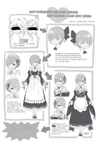 Early designs of Rem and Ram illustrated by Shinichirou Otsuka compiled in the second volume.