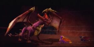 Cynder and Spyro face to face with Malefor.