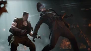 Dempsey, Nikolai, Richtofen and Takeo getting their life essences violently and painfully absorbed by The Warden.