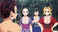 Makio explains to Tanjiro Tengen's true demeanor in training