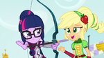 Applejack helping Twilight in the archery