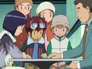 Daisuke, Ken, Hikari, Takeru and Kyo with Ken's father