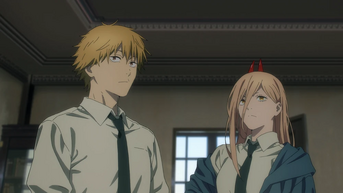 Denji and Power inside Makima's office